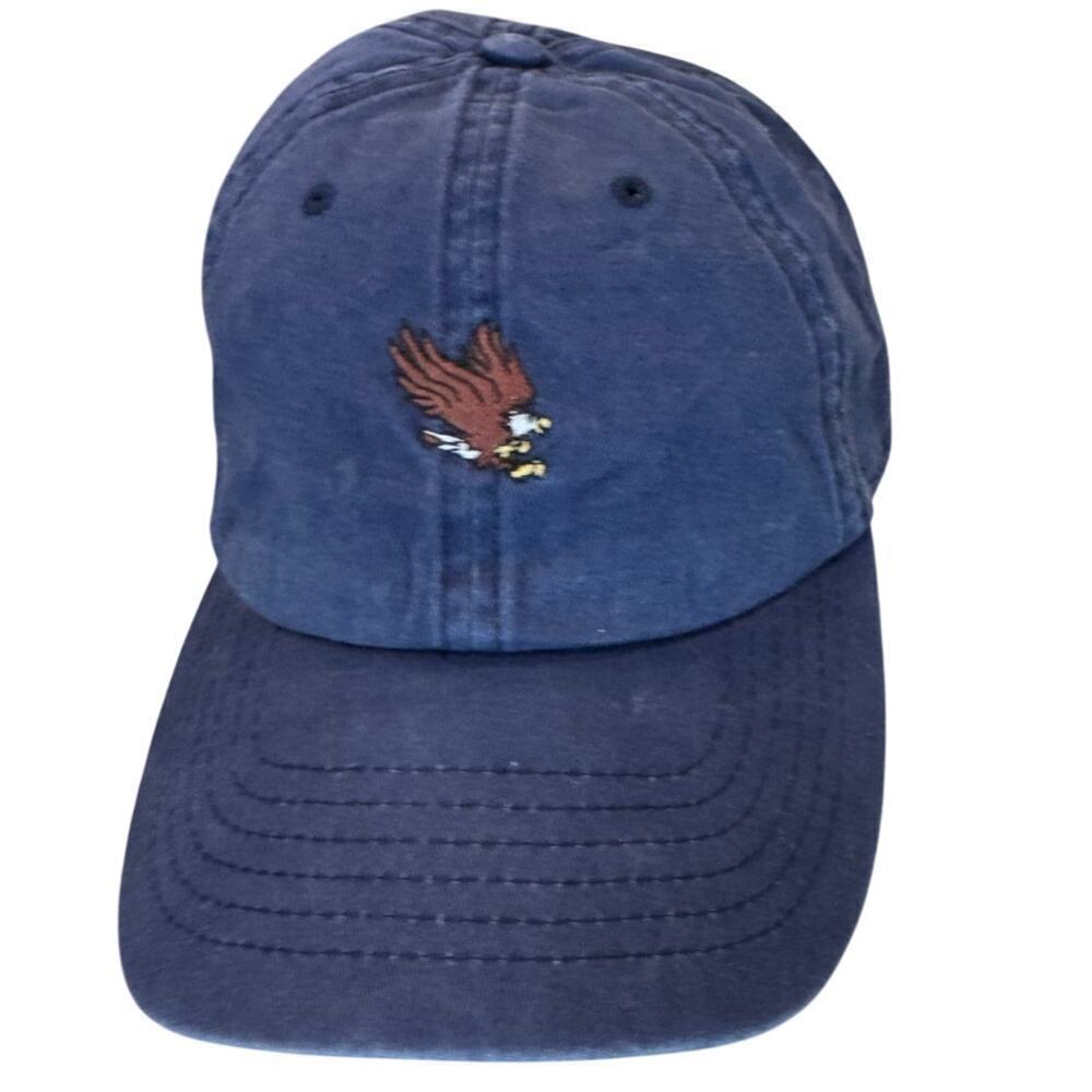Vintage Wembley Hat Bald Eagle Blue Tan American Usa Patriotic Canvas Slideback